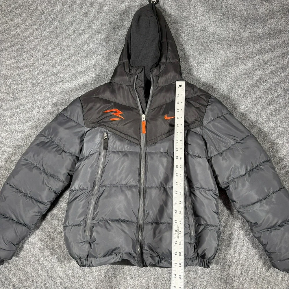 Nike 3Brand Puffer Jacket Kids Large‎ Black Orange Russell Wilson Hooded